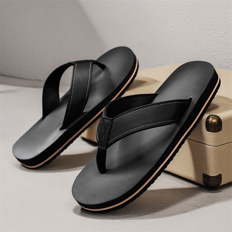 Men's Vintage Washed Faux Leat - Flip Flop Leather Men ulasan dan harga