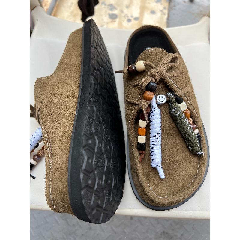 Women Men Clogs Cow Suede Leat - Flip Flop Leather Men ulasan dan harga