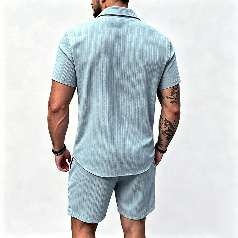 2026 New Men Vertical Wrinkle  - Shirt Camp Collar ulasan dan harga