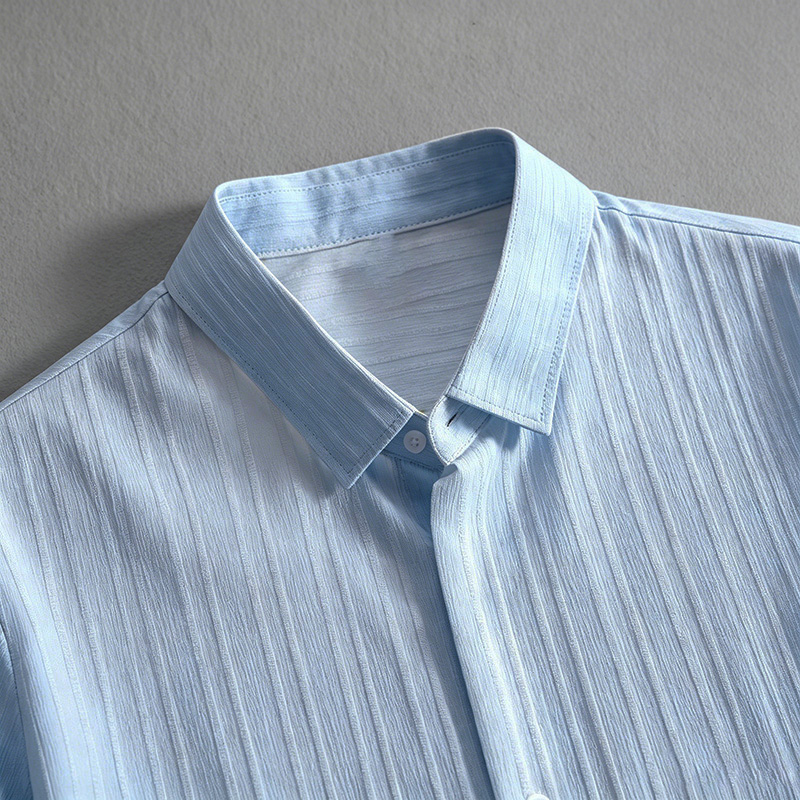 2026 New Men Vertical Wrinkle  - Shirt Camp Collar ulasan dan harga