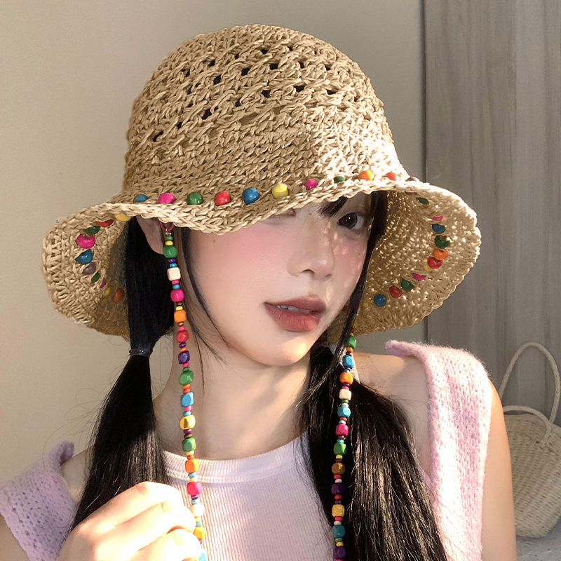 Retro Versatile Hollow Big Bri - Bucket Hat Straw ulasan dan harga