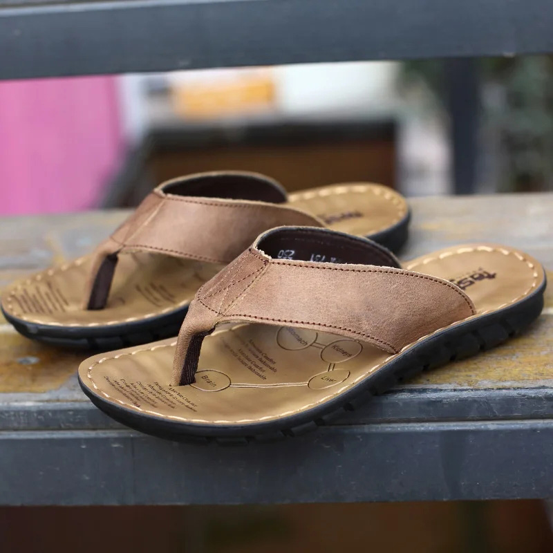 Roma Retro Man Slipper Solid C - Flip Flop Leather Men ulasan dan harga