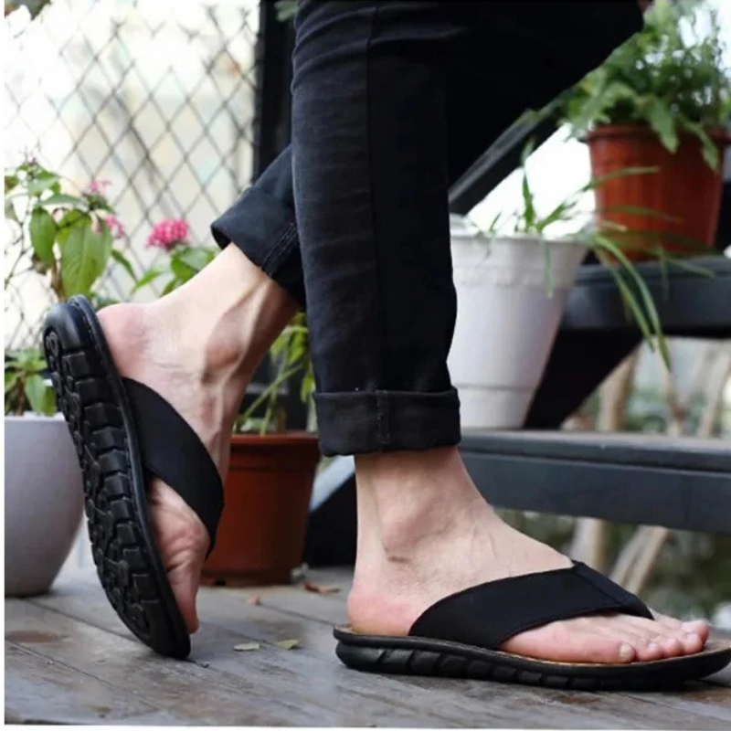 Roma Retro Man Slipper Solid C - Flip Flop Leather Men ulasan dan harga
