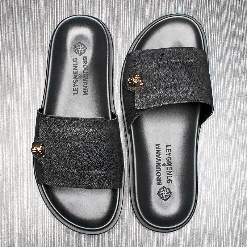2025 New Genuine Leather Slipp - Flip Flop Leather Men ulasan dan harga