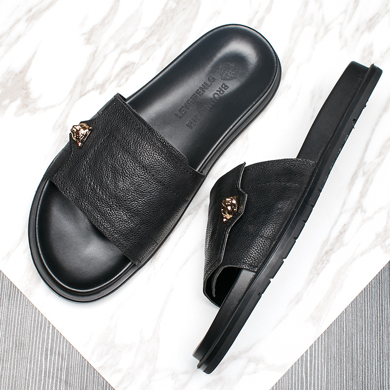 2025 New Genuine Leather Slipp - Flip Flop Leather Men ulasan dan harga