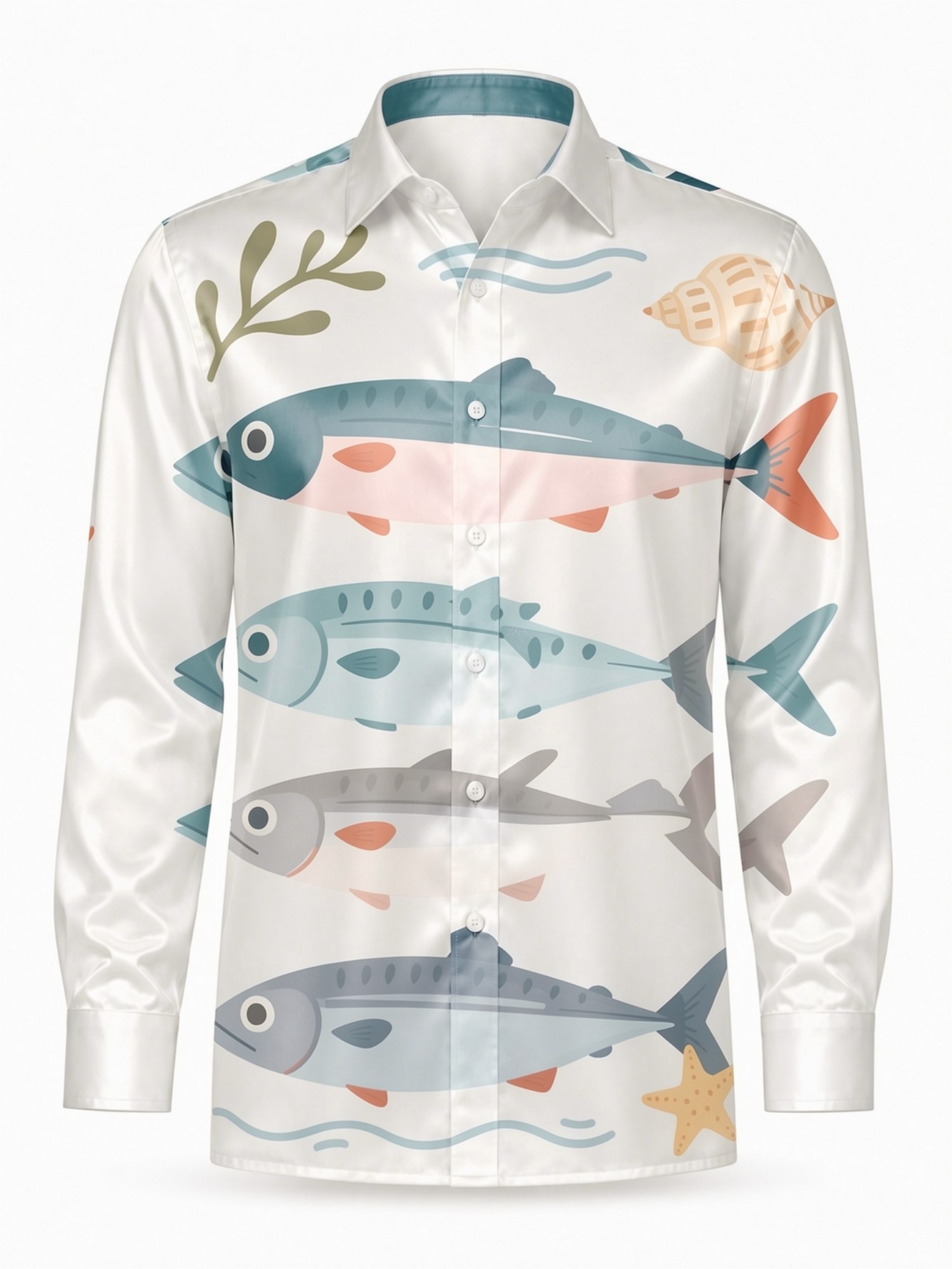 Mens Luxury Satin Long Sleeve  - Resort Shirt Floral ulasan dan harga