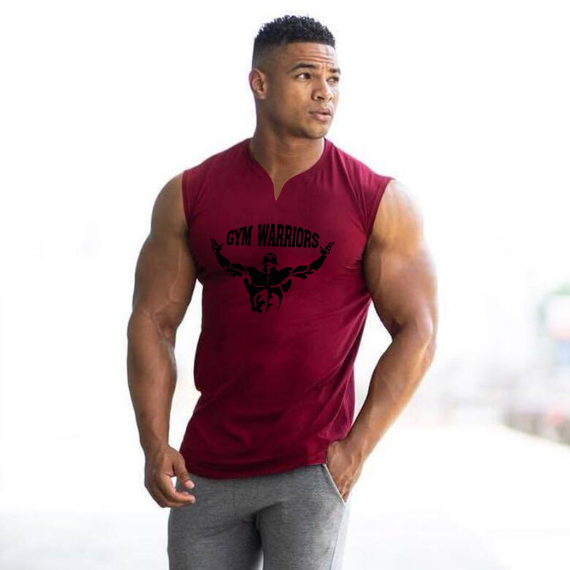 Mens Gym Clothing Cotton V Nec - Tank Top Muscle ulasan dan harga