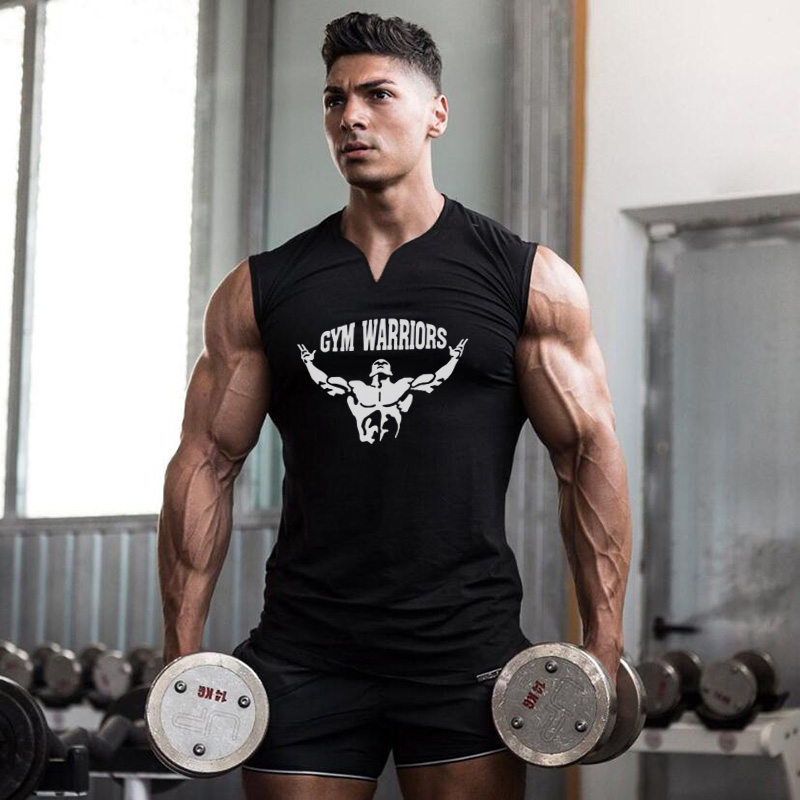 Mens Gym Clothing Cotton V Nec - Tank Top Muscle ulasan dan harga