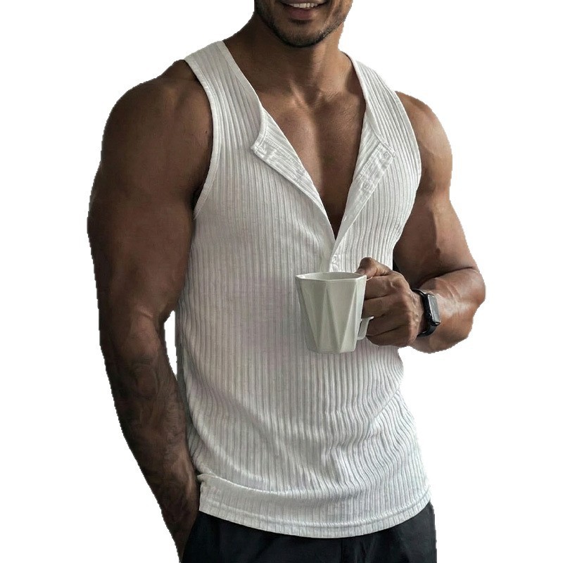 Sporty Tank Top Solid Color Cr - Tank Top Muscle ulasan dan harga
