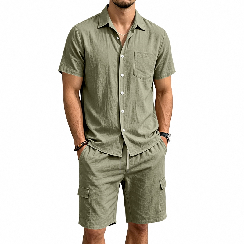 Men Summer American Linen Two  - Linen Shirt Breathable ulasan dan harga