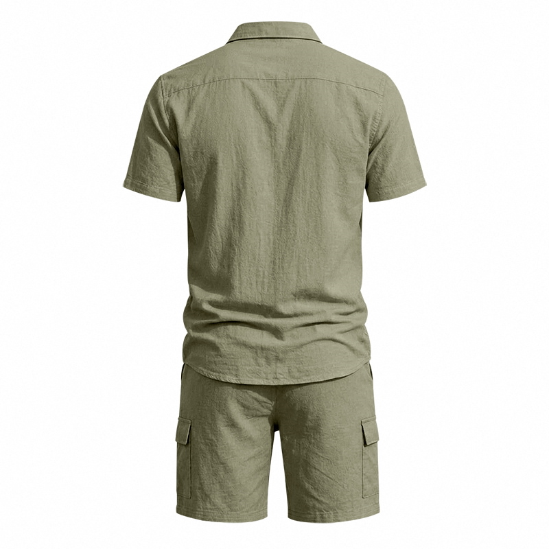 Men Summer American Linen Two  - Linen Shirt Breathable ulasan dan harga