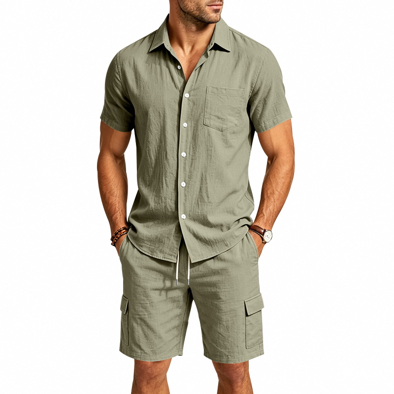 Men Summer American Linen Two  - Linen Shirt Breathable ulasan dan harga