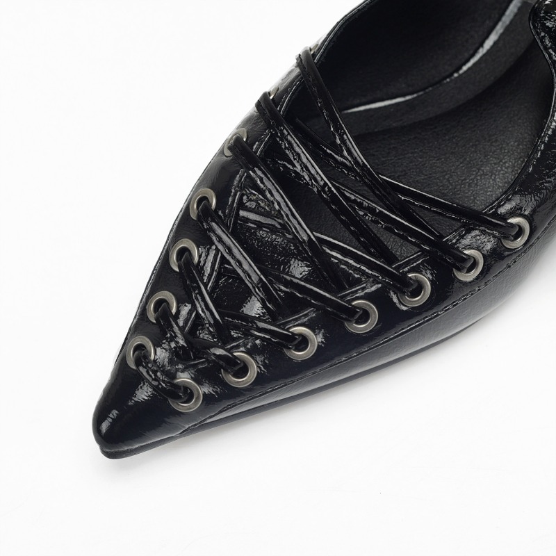 Pointed Toe Lace Up Women Slip - Casual Sandal Leather ulasan dan harga
